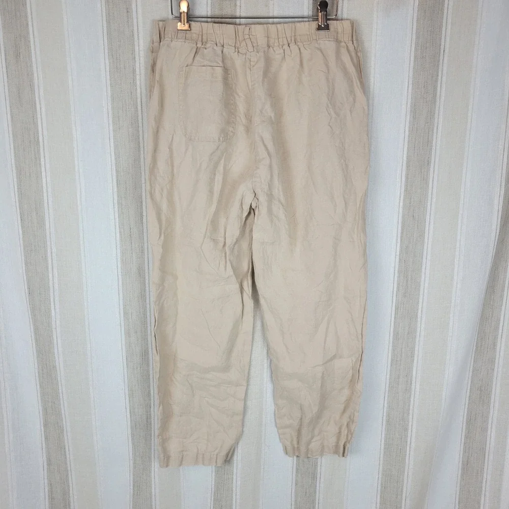 Quince 100% European Linen Pants‎ Driftwood Size Medium Tan Beige Lagenlook